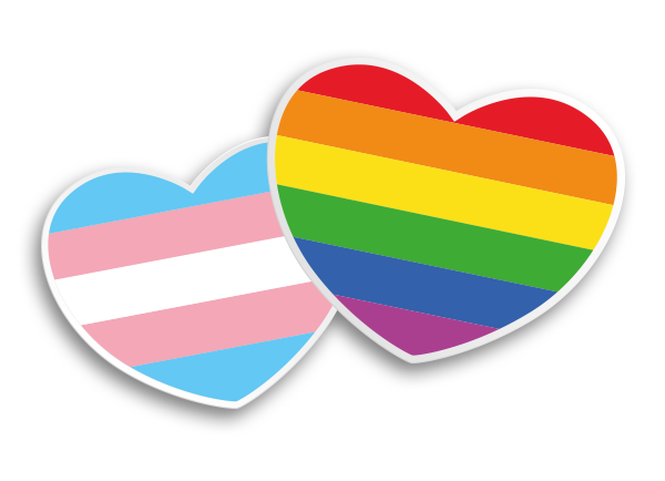 Trans and gay flag hearts